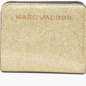 NWT Marc Jacobs Mini Glitter Compact Wallet in Gold